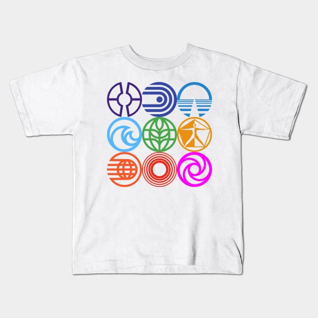 Retro Epcot Logos Kids T-Shirt by GrizzlyPeakApparel